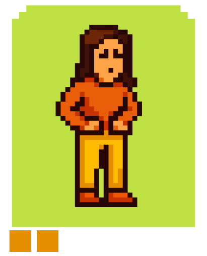 Personaje pixel art con molestia estomacal